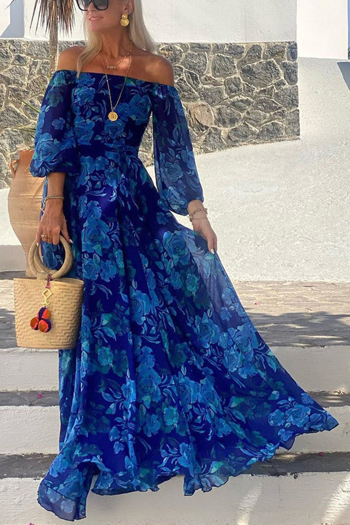Isla | Floral women's maxi dress with off-the-shoulder design for weddings and evening events 0