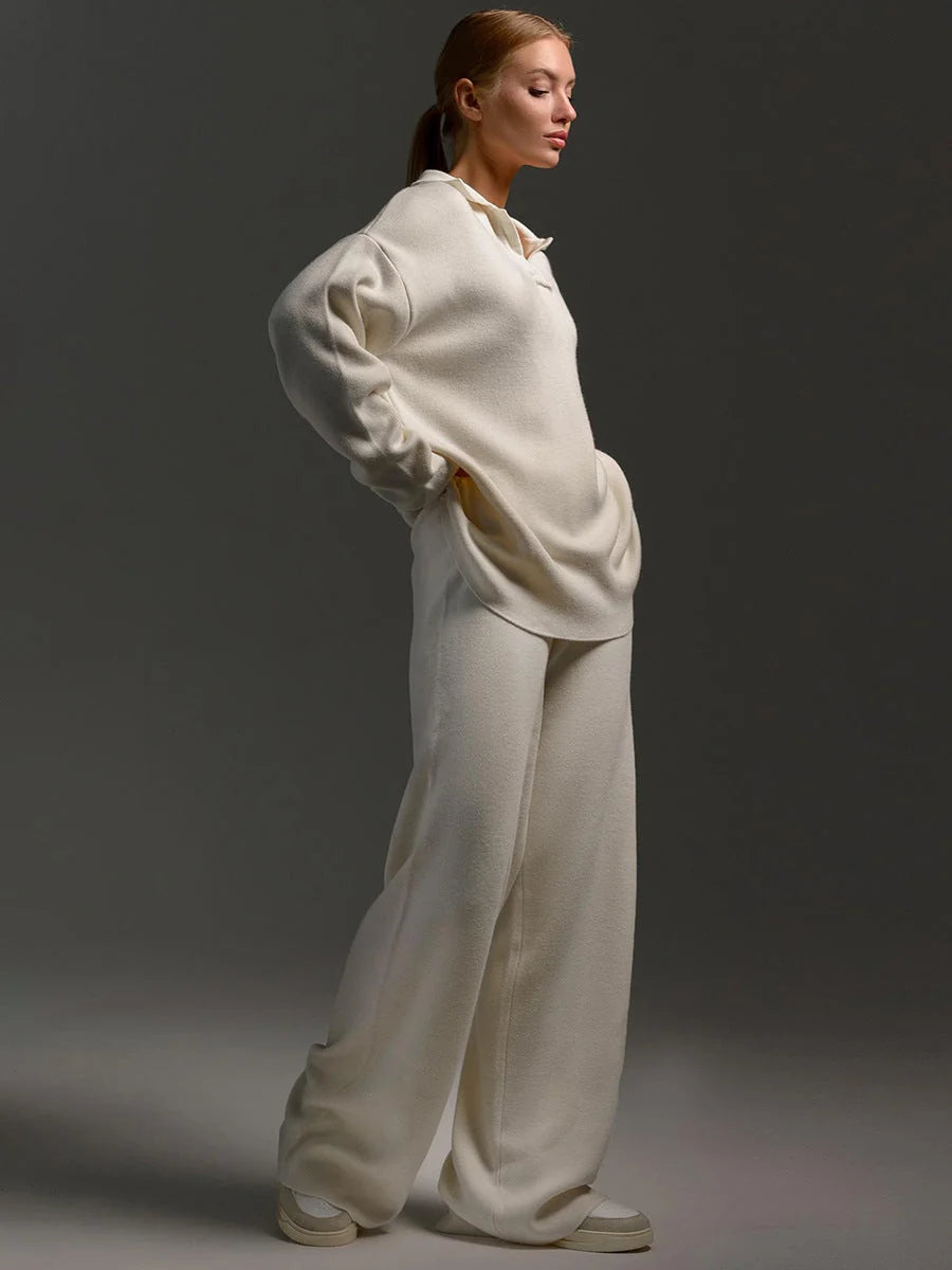 Jacqueline | Women's Polo Sweater and Wide-Leg Trousers Set 5