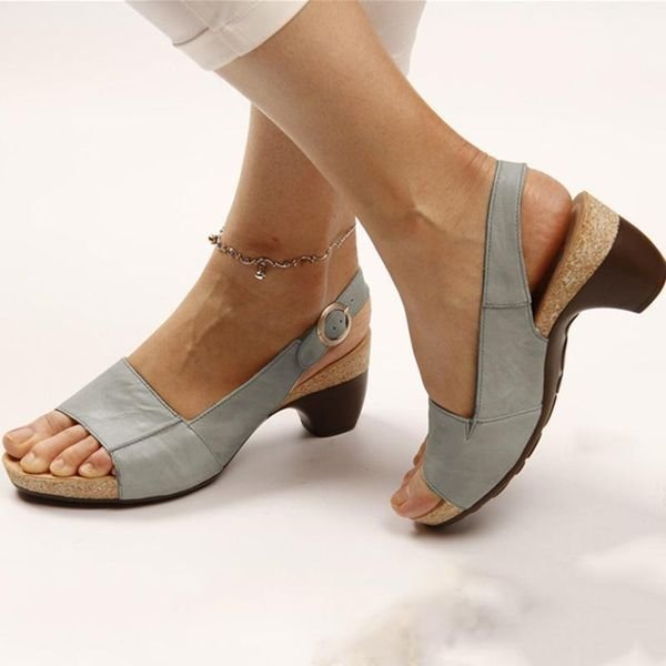 Katharina | Women's Block Heel Slingback Sandals Open Toe Buckle Closure 0
