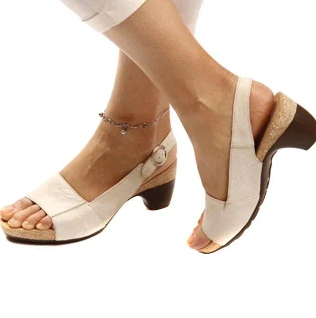 Katharina | Women's Block Heel Slingback Sandals Open Toe Buckle Closure 3