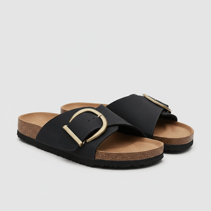 Katharina | Women's Comfortable Sandals Wide Strap Buckle Slip-On Flat Sandals 8