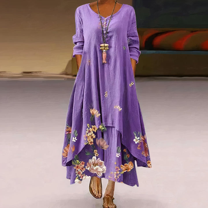 Katharina | Women's Long Sleeve Floral Print Loose-Fit Maxi Dress 1