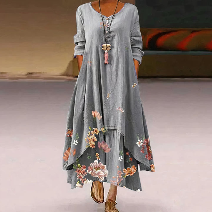 Katharina | Women's Long Sleeve Floral Print Loose-Fit Maxi Dress 4