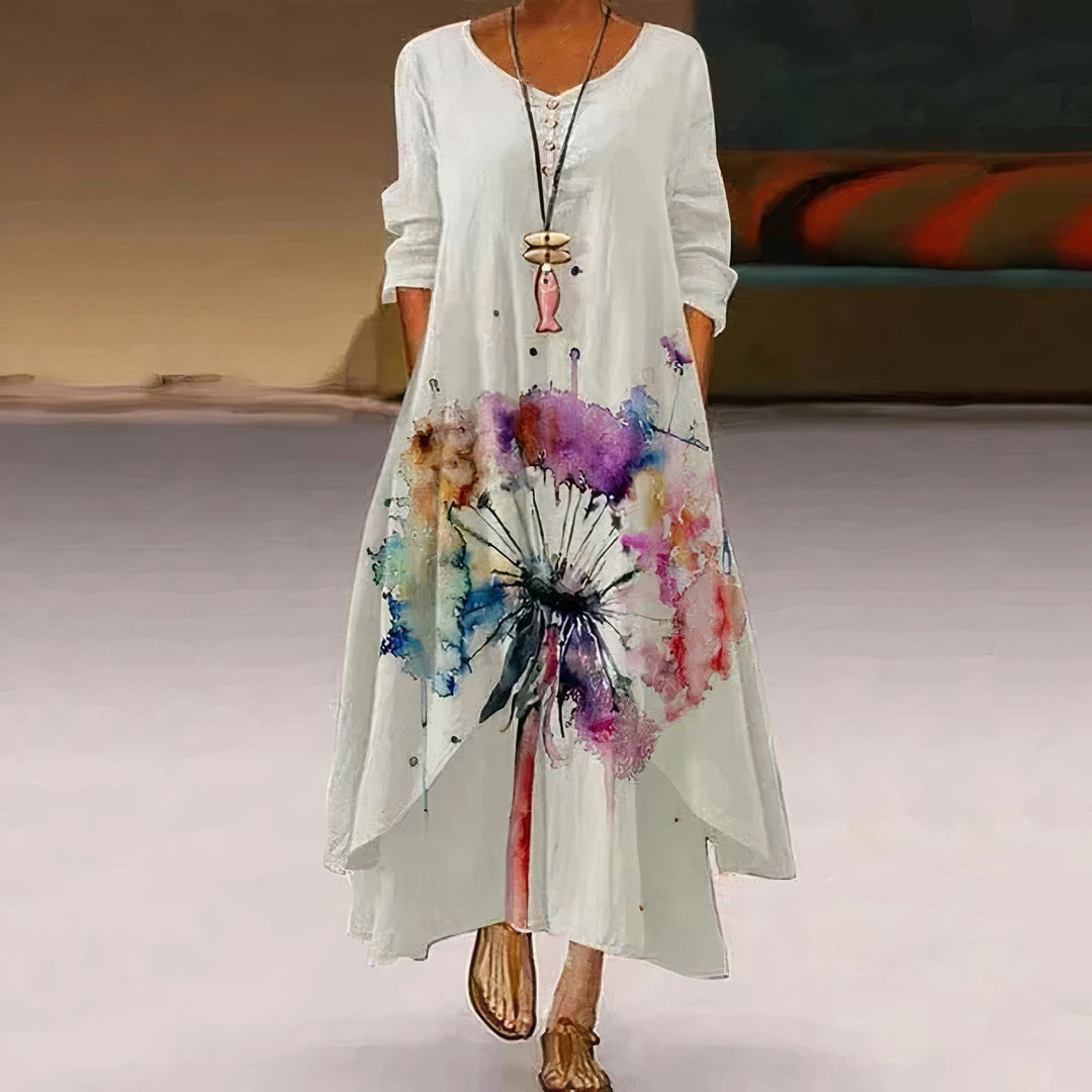 Katharina | Women's Long Sleeve Floral Print Loose-Fit Maxi Dress 5