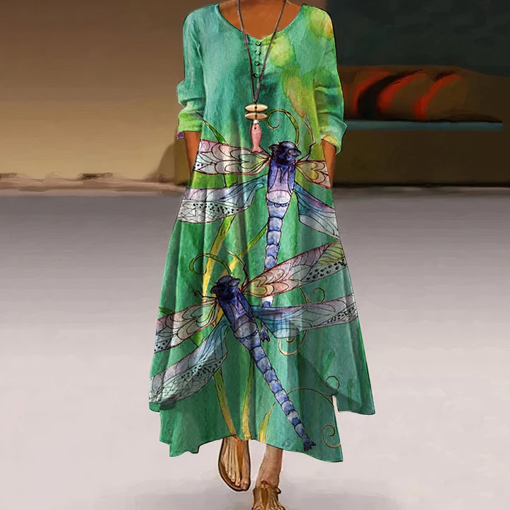 Katharina | Women's Long Sleeve Floral Print Loose-Fit Maxi Dress 6