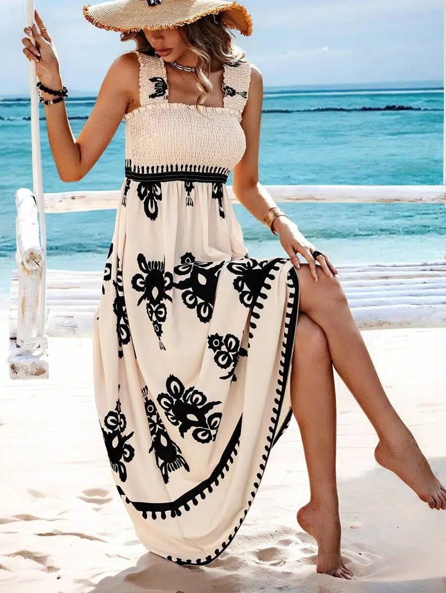 Lena | Women's Boho Maxi Dress, Sleeveless, Ruched Top, Floral Pattern 2