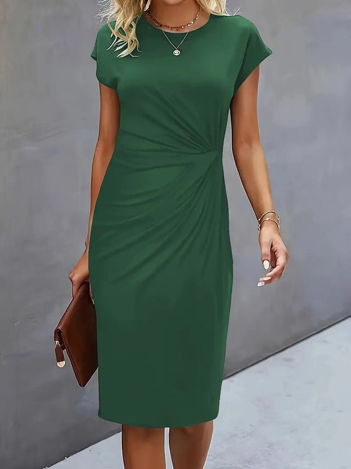 Leonie | Women's Ruched Short Sleeve Bodysuit Midi Dress 5