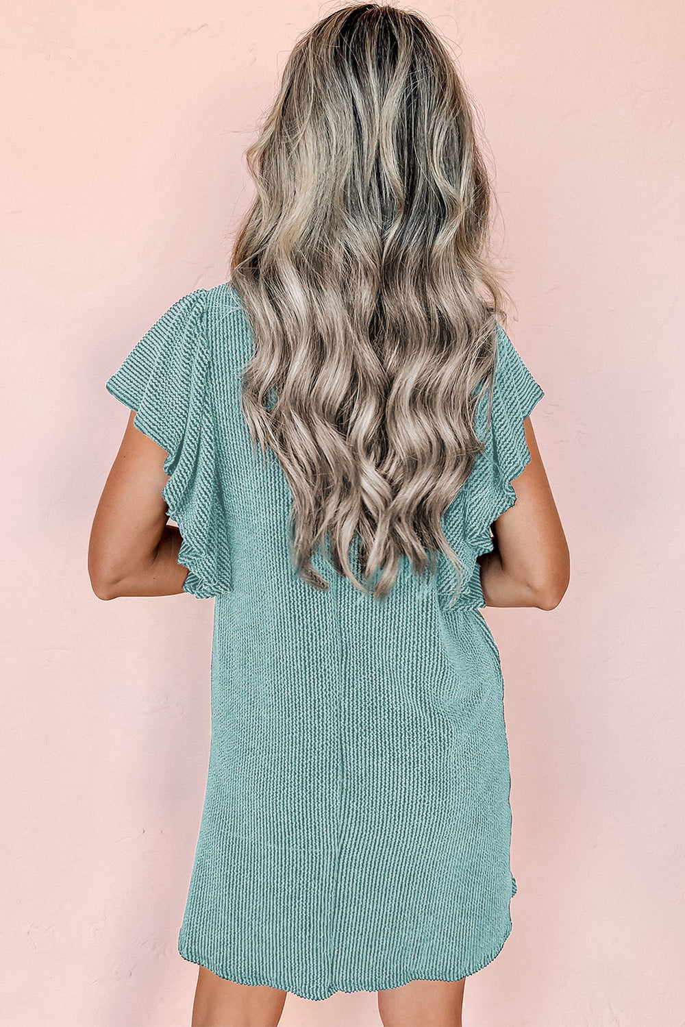 MIMI | Textured Ruched Sleeve Mini Dress 1