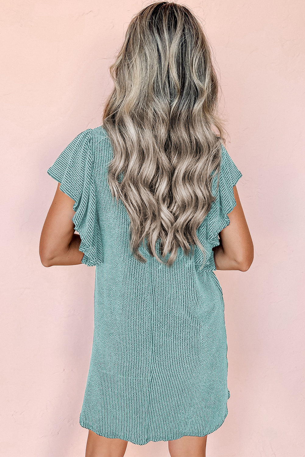 MIMI | Textured Ruched Sleeve Mini Dress 1