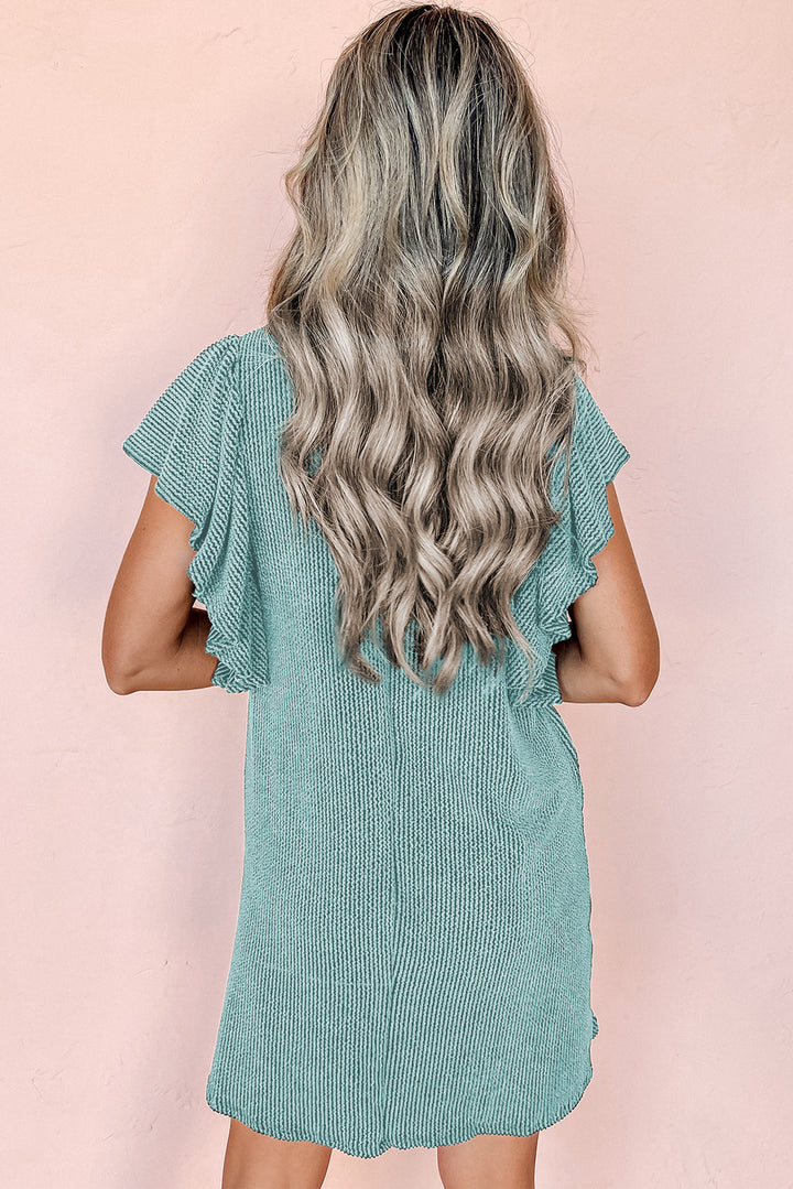 MIMI | Textured Ruched Sleeve Mini Dress 1