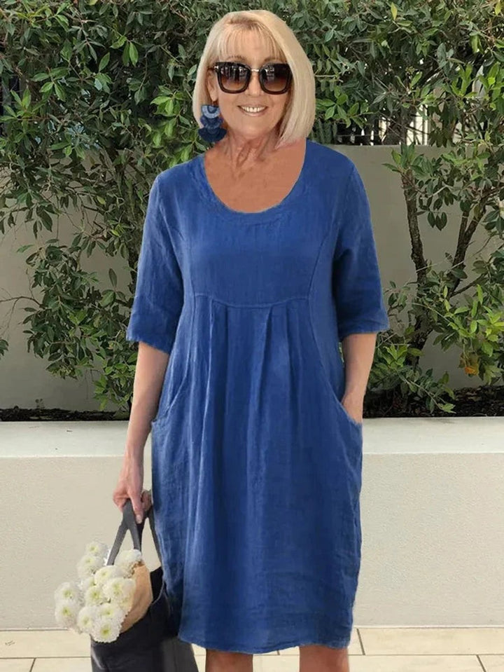 Marie | Women's Linen Summer Dress, Tunic Cut, Loose Fit, Pockets 1