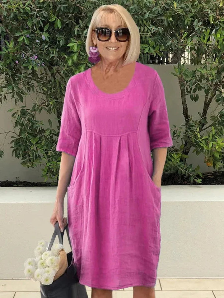Marie | Women's Linen Summer Dress, Tunic Cut, Loose Fit, Pockets 2