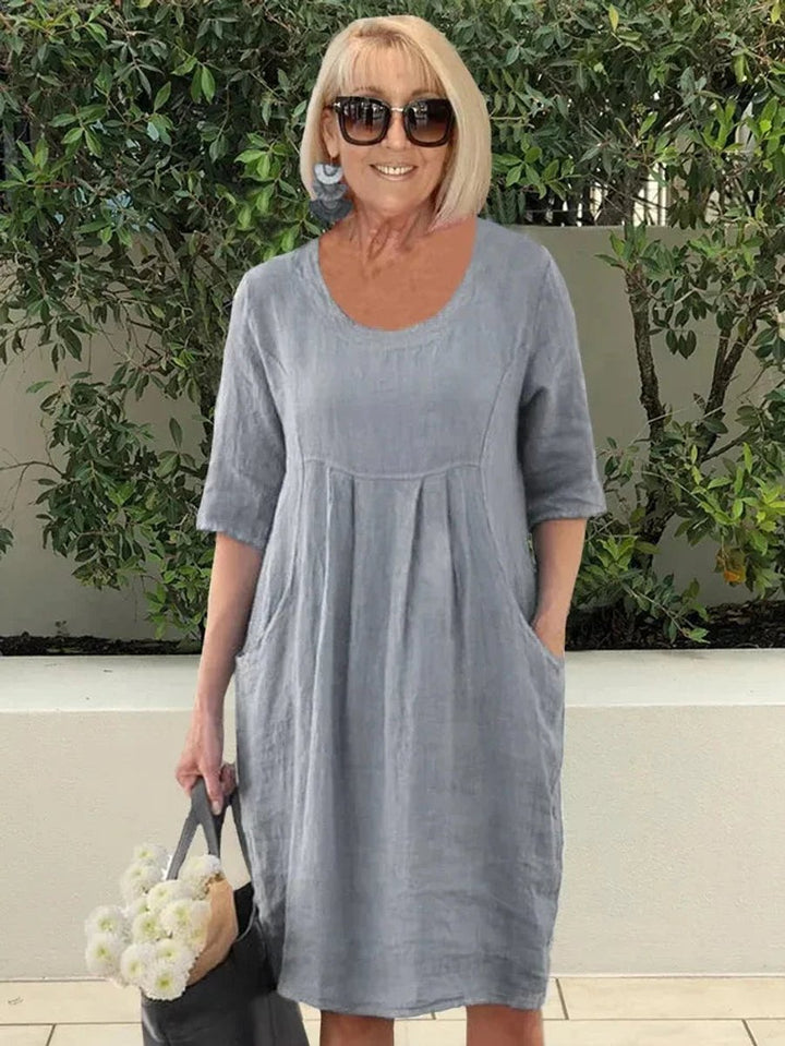 Marie | Women's Linen Summer Dress, Tunic Cut, Loose Fit, Pockets 3