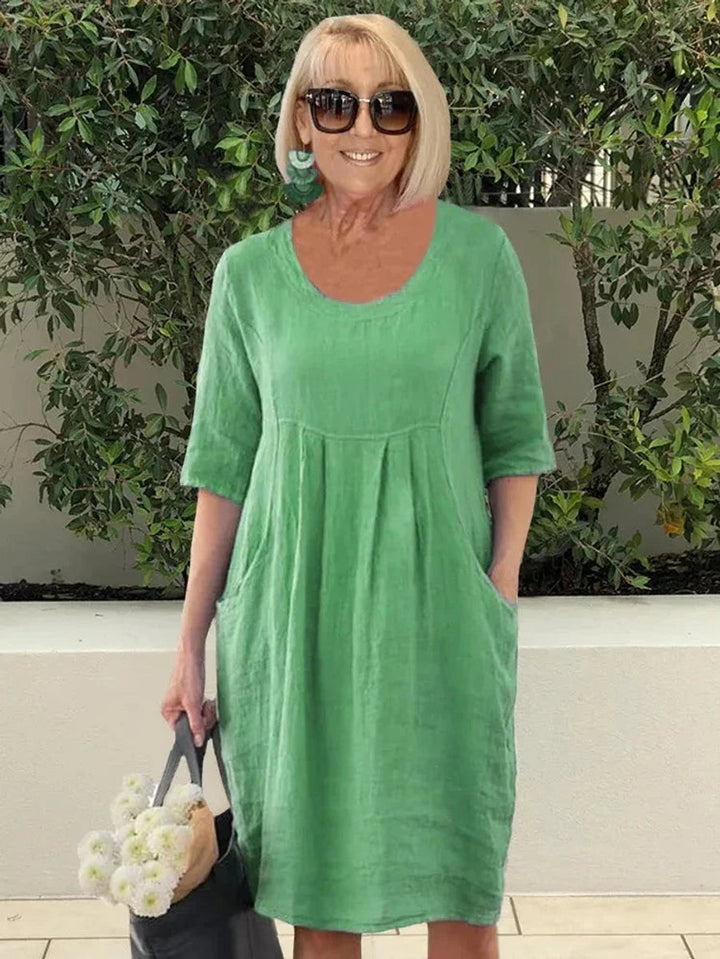 Marie | Women's Linen Summer Dress, Tunic Cut, Loose Fit, Pockets 4