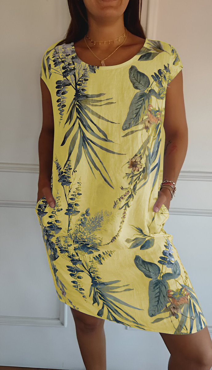 Marie | Women's Loose Summer Dress with Tropical Leaf Pattern 5