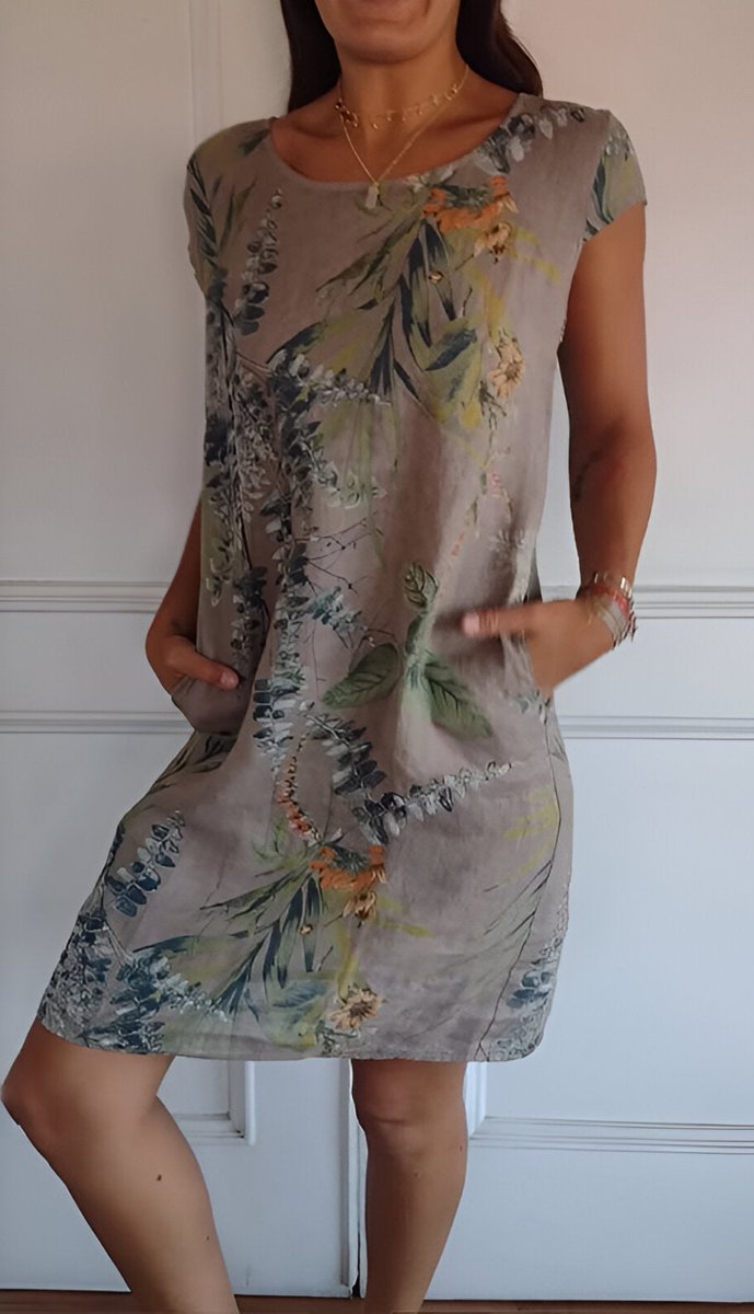 Marie | Women's Loose Summer Dress with Tropical Leaf Pattern 6