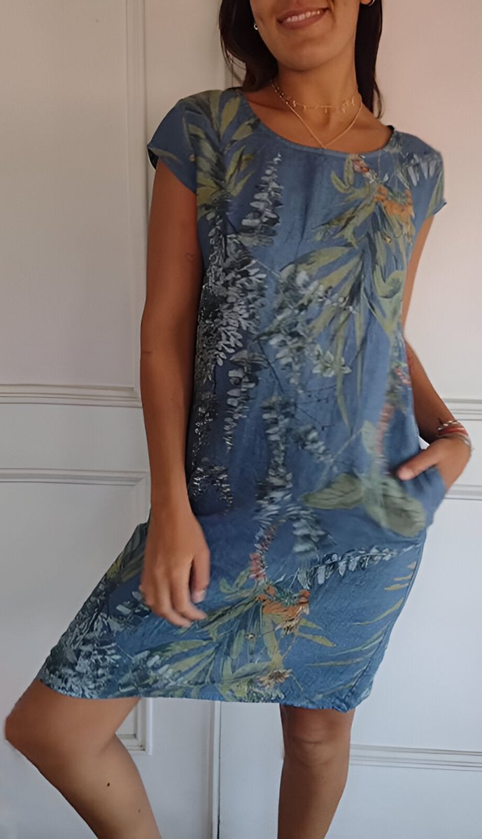 Marie | Women's Loose Summer Dress with Tropical Leaf Pattern 8