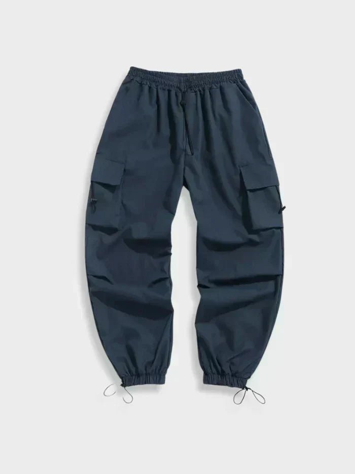 Men's Adjustable Wide-Leg Cargo Trousers with Elastic Waistband and Drawstring Ankles 2