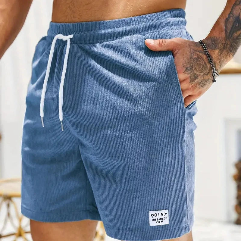 Men's Casual Corduroy Shorts with Drawstring Relaxed Fit 0