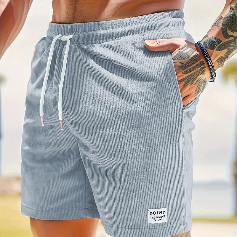 Men's Casual Corduroy Shorts with Drawstring Relaxed Fit 1