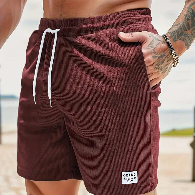 Men's Casual Corduroy Shorts with Drawstring Relaxed Fit 14