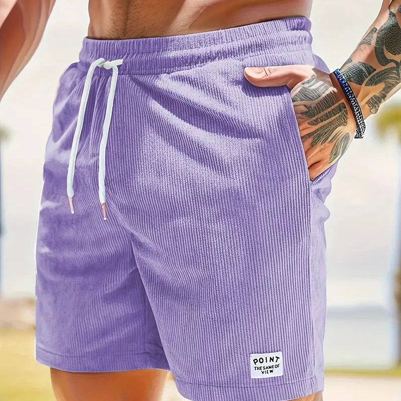 Men's Casual Corduroy Shorts with Drawstring Relaxed Fit 16