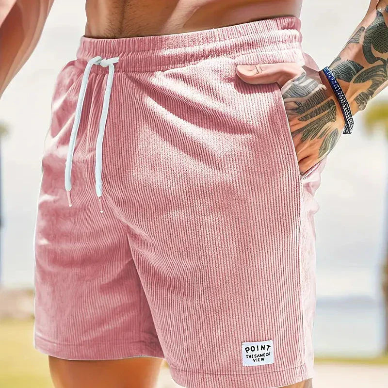 Men's Casual Corduroy Shorts with Drawstring Relaxed Fit 17