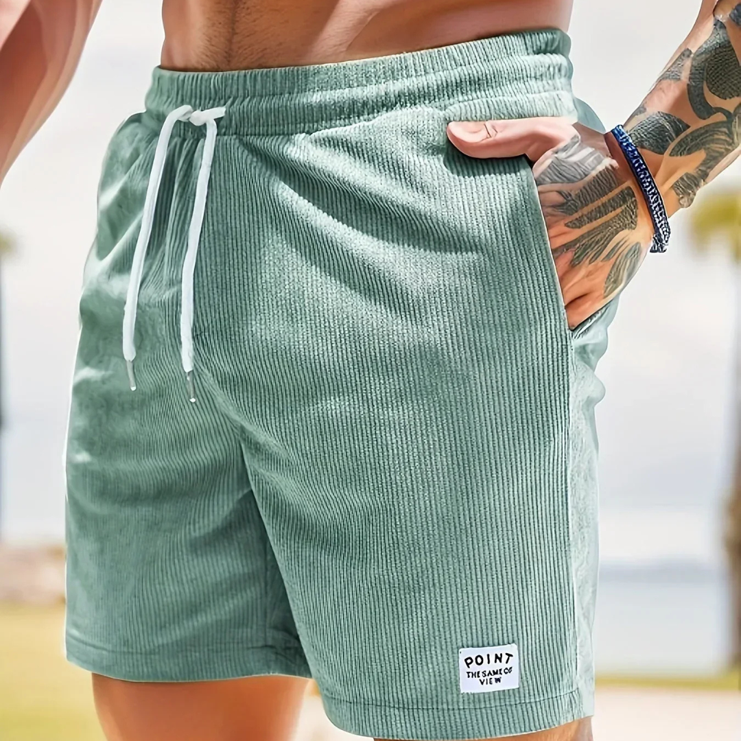 Men's Casual Corduroy Shorts with Drawstring Relaxed Fit 18