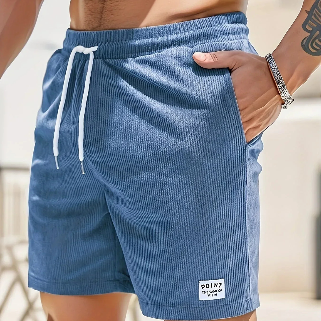 Men's Casual Corduroy Shorts with Drawstring Relaxed Fit 2