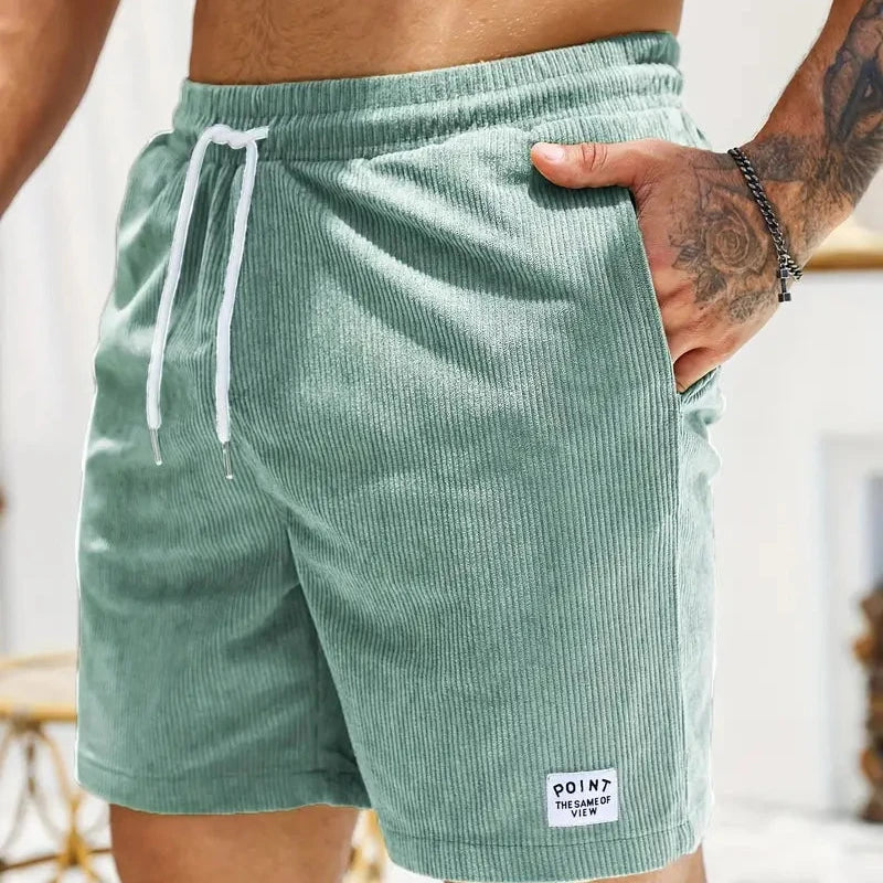 Men's Casual Corduroy Shorts with Drawstring Relaxed Fit 4