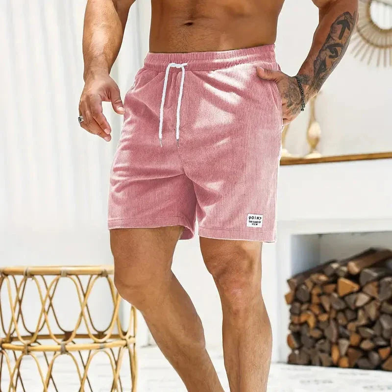 Men's Casual Corduroy Shorts with Drawstring Relaxed Fit 6