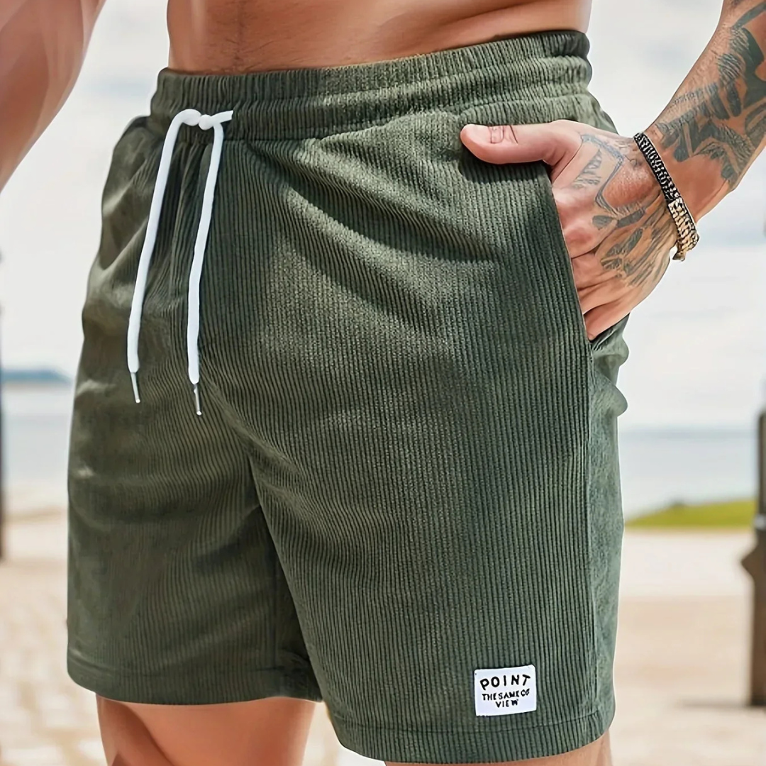 Men's Casual Corduroy Shorts with Drawstring Relaxed Fit 8
