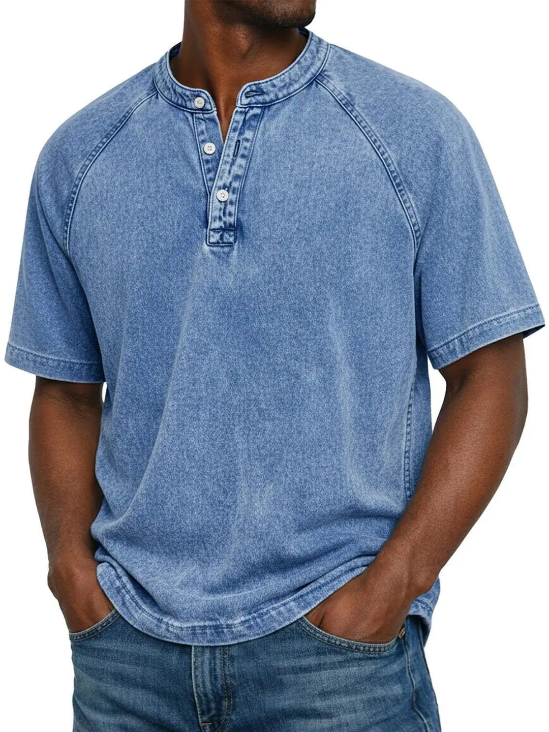Men's Casual Washed Henley Short Sleeve T-Shirt for Everyday Comfort 1
