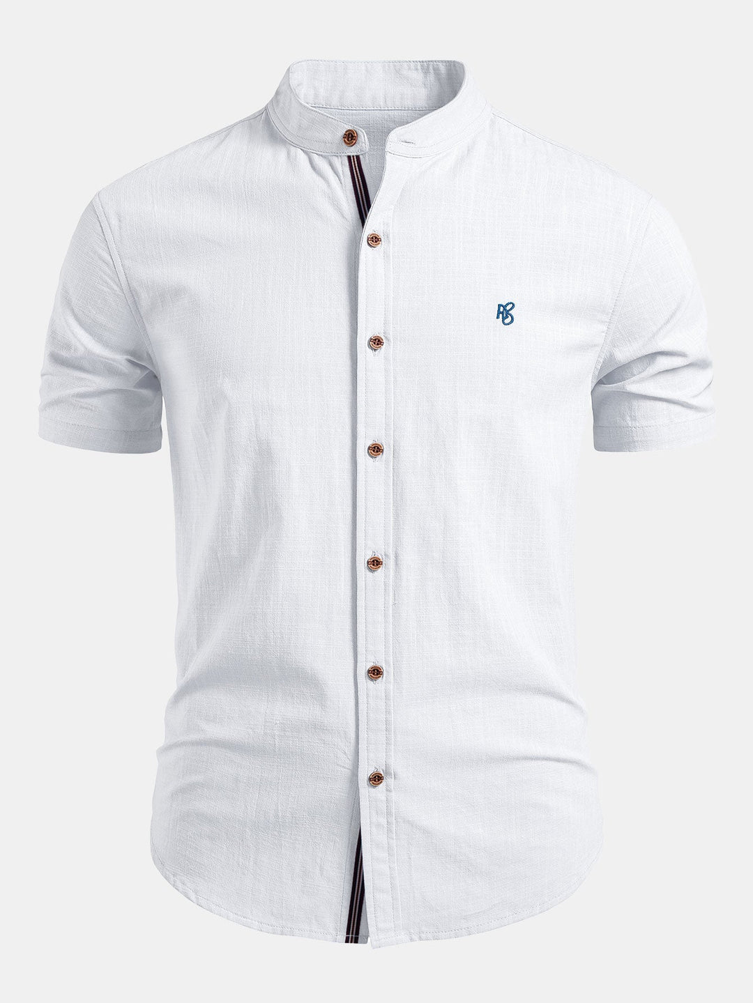 Men's Minimal Tailored Fit Stand Collar Short Sleeve Shirt 2