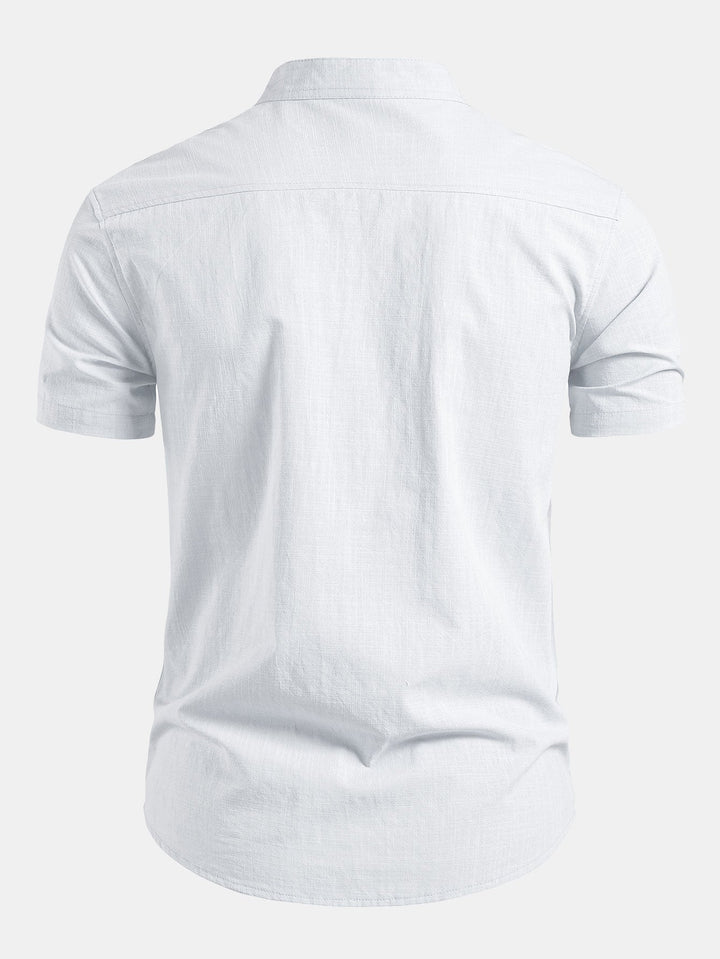 Men's Minimal Tailored Fit Stand Collar Short Sleeve Shirt 3