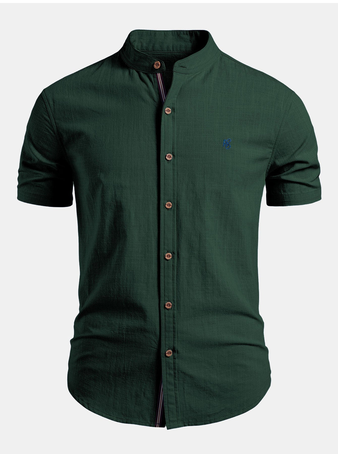 Men's Minimal Tailored Fit Stand Collar Short Sleeve Shirt 4