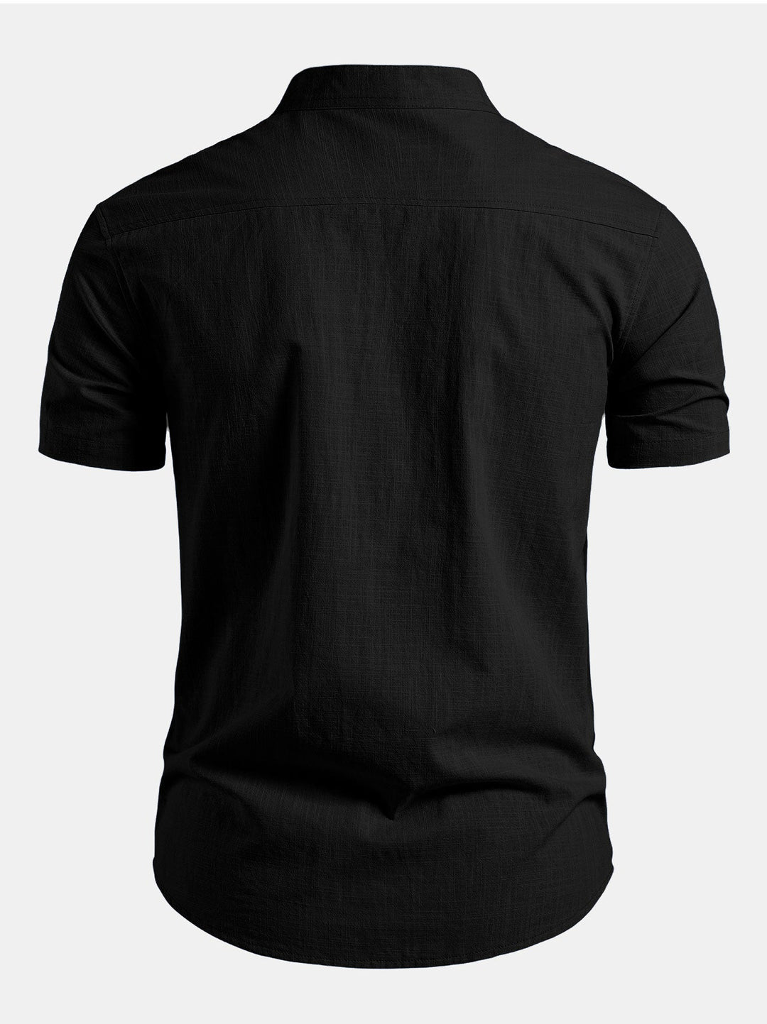 Men's Minimal Tailored Fit Stand Collar Short Sleeve Shirt 7