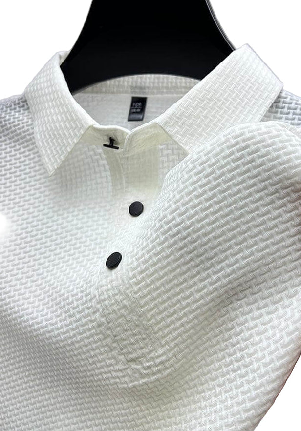 Men's Modern Fit Textured Knit Polo Shirt for Casual Elegance 0