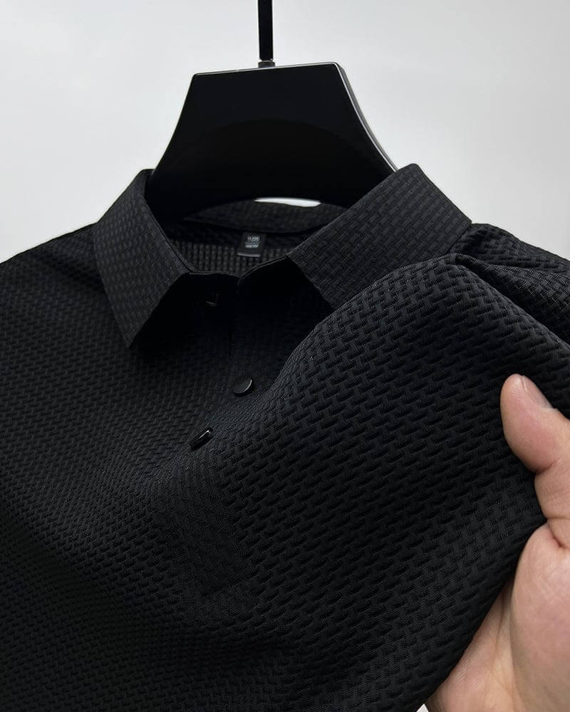 Men's Modern Fit Textured Knit Polo Shirt for Casual Elegance 2