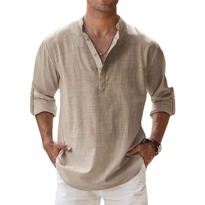 Men's Relaxed Fit Henley Shirt for Summer - Lightweight Button Neck Top 0