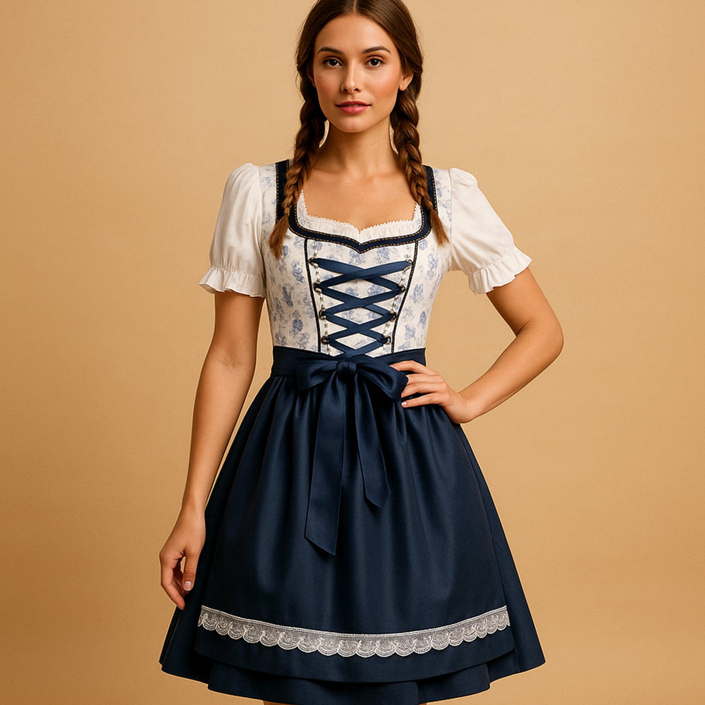 Nora | Women's Oktoberfest Dirndl Dress with Lace Trim and Apron 1