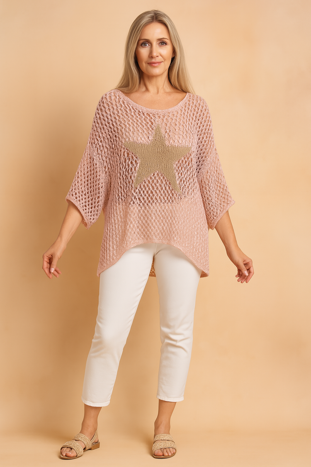 Openwork Blouse for Women with Glamorous Star Design for Summer 0