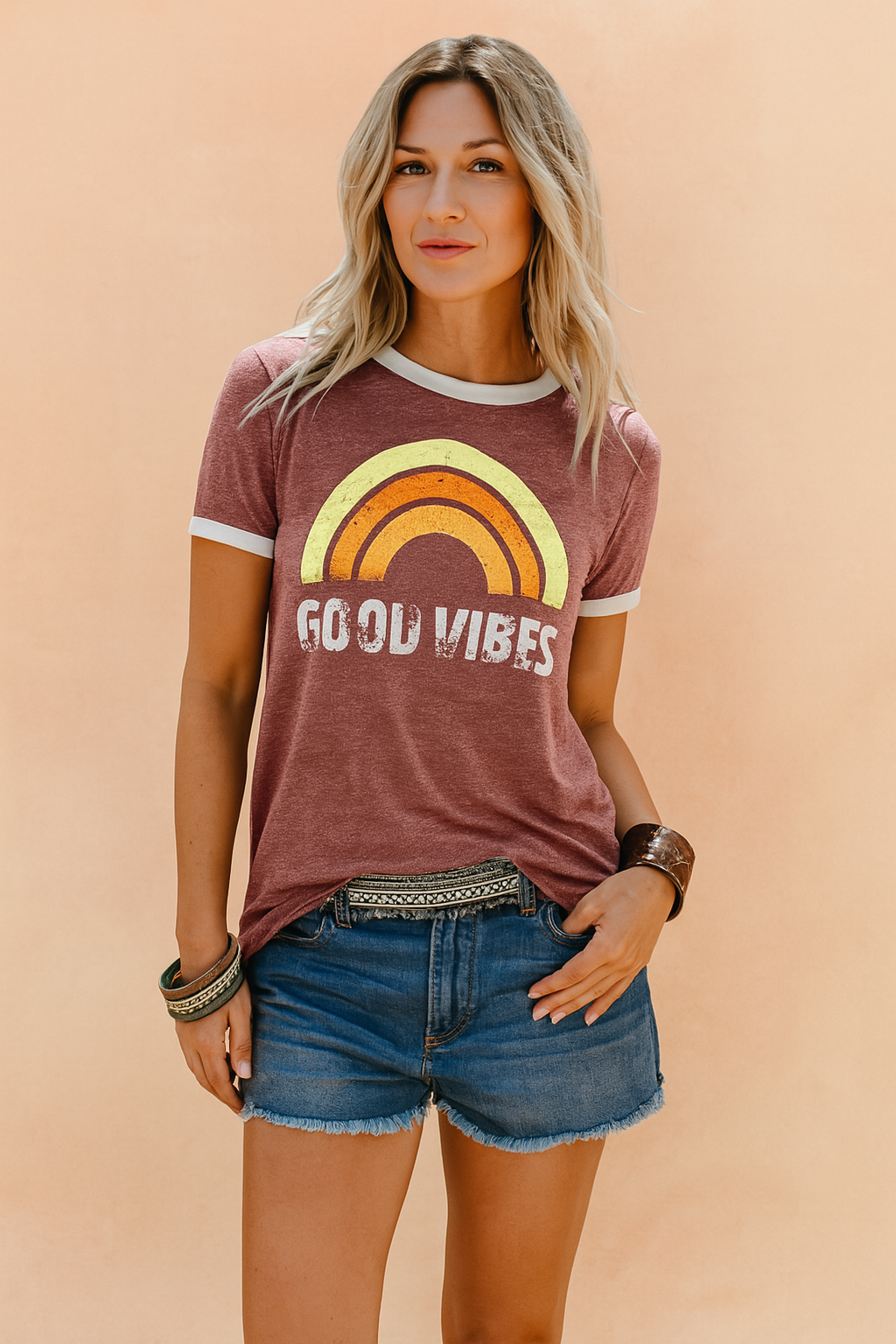 Retro Style Good Vibes Women's T Shirt - Casual Graphic Tees for Everyday Wear 4