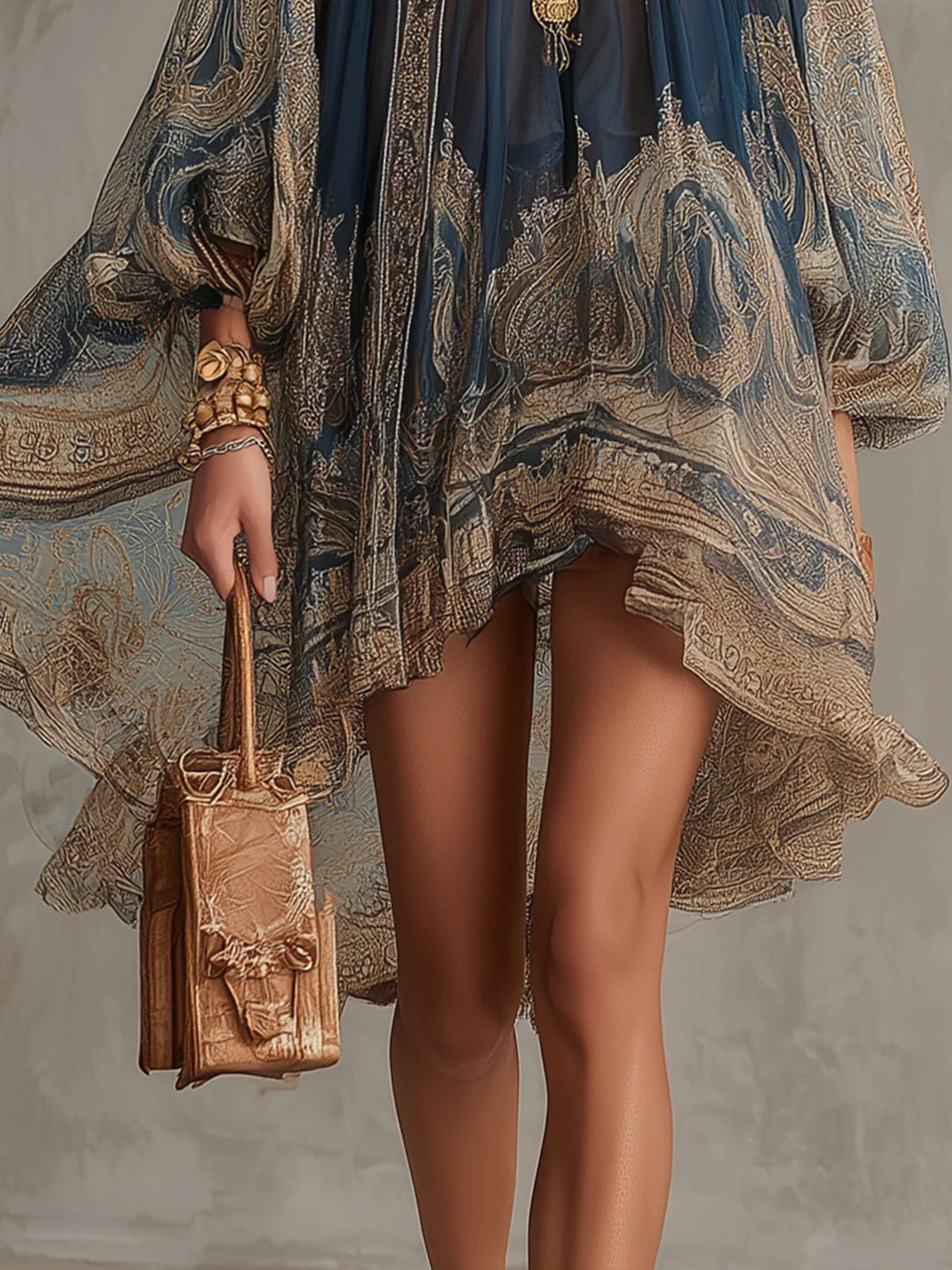 Sophie | Women's Baroque Chiffon High-Neck Dress with Flowing Sleeves 4