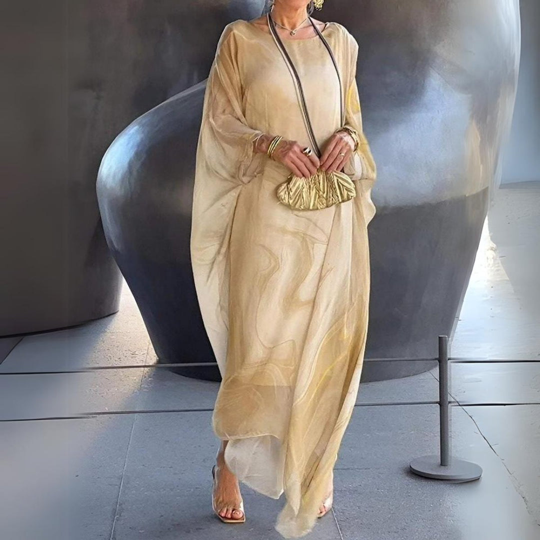 Sophie | Women's Long Sleeve Maxi Dress Flowing Round Neck Evening Dress 0