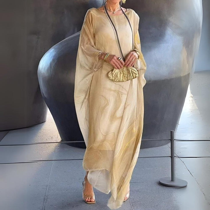 Sophie | Women's Long Sleeve Maxi Dress Flowing Round Neck Evening Dress 0