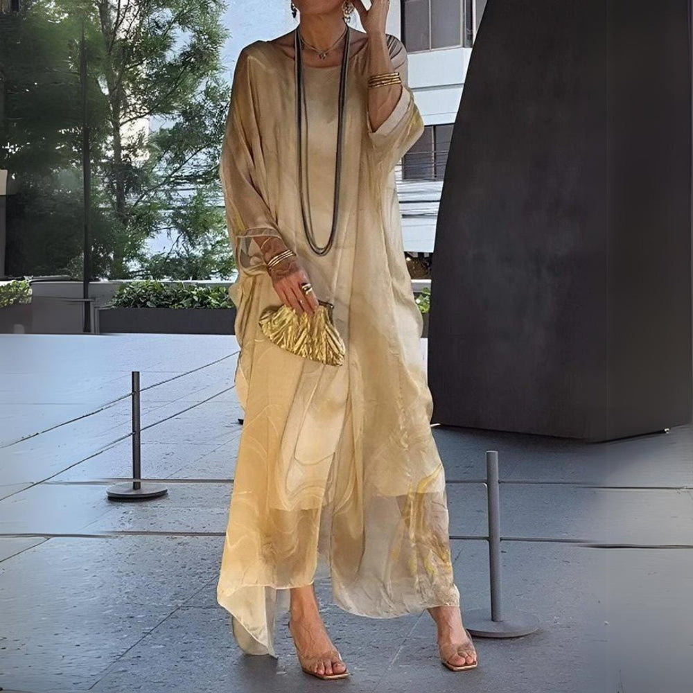 Sophie | Women's Long Sleeve Maxi Dress Flowing Round Neck Evening Dress 1