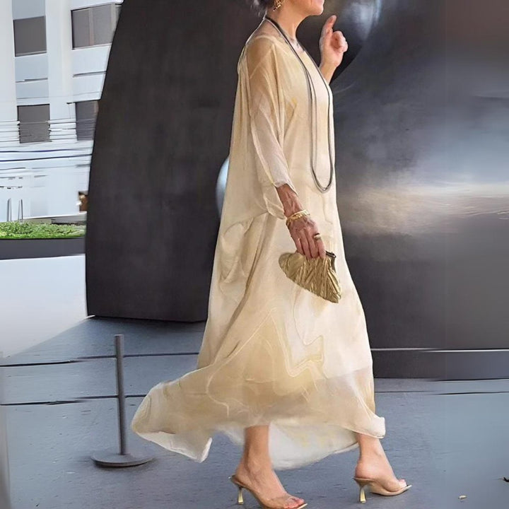 Sophie | Women's Long Sleeve Maxi Dress Flowing Round Neck Evening Dress 3