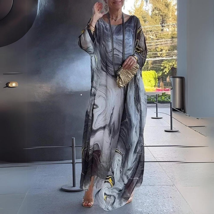 Sophie | Women's Long Sleeve Maxi Dress Flowing Round Neck Evening Dress 4