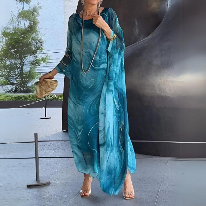 Sophie | Women's Long Sleeve Maxi Dress Flowing Round Neck Evening Dress 6